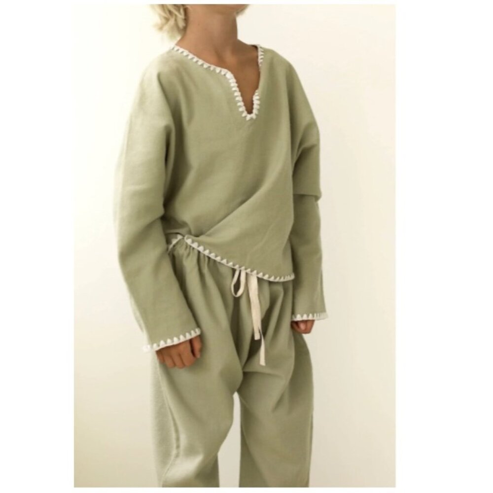 Yoli & Otis Organic Cotton Pants & Top Youth Size 4Y Coastal Lagenlook